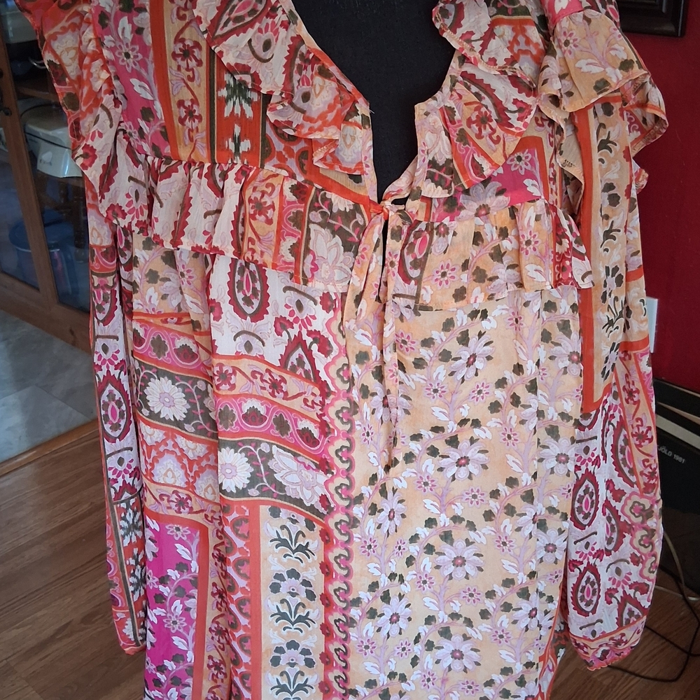 Vibrant Floral Patchwork Blouse